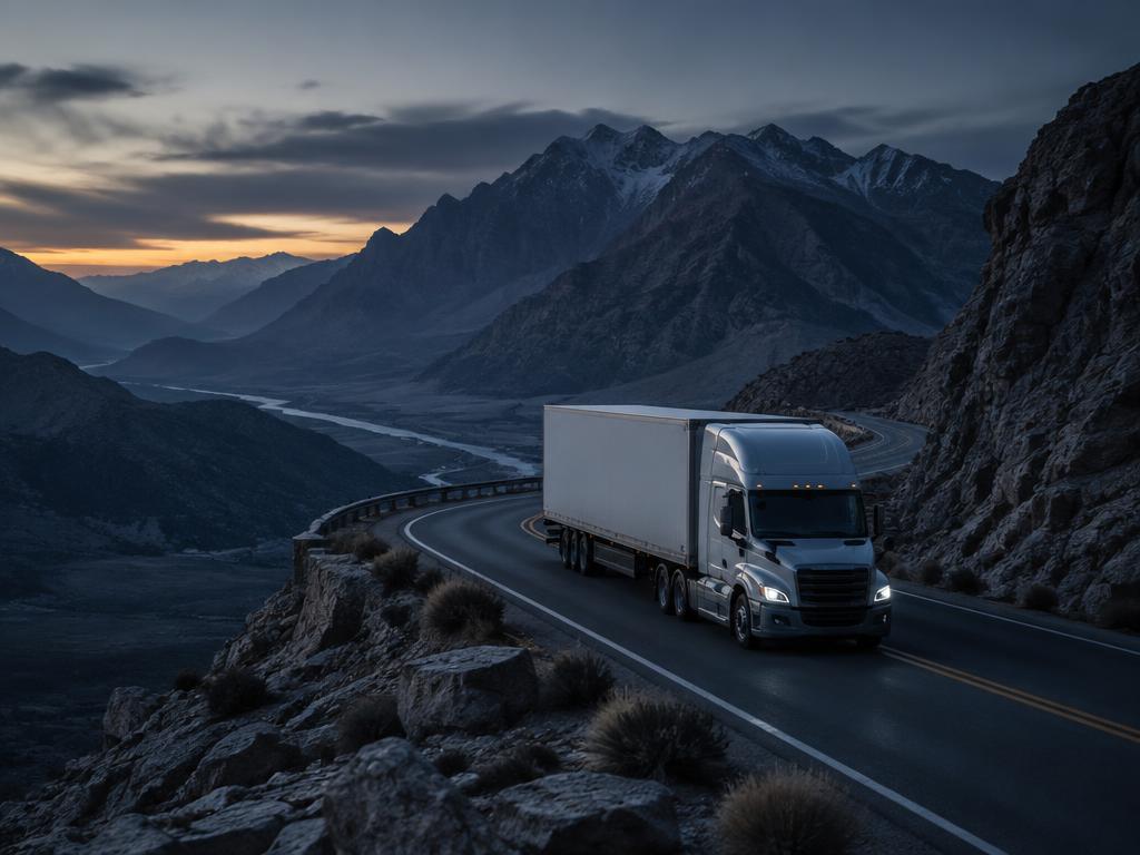 Freight truck on a mountain transit route